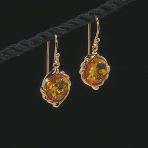 Orange Amber 18k Gold Over Sterling Silver Earrings